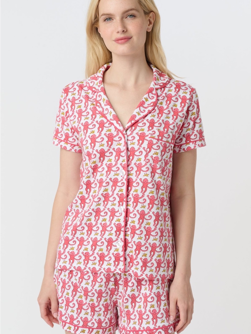 Roller Rabbit Pajama Tops XS Monkey + Faherty Palms Polo 2 Piece Bundle
